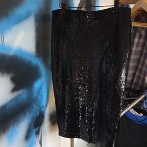 Ralph Lauren Black Sequin Pencil Skirt PLUS BONUS FREE SEQUIN CAMI BY JOE FRESH